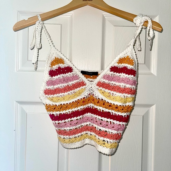 Forever 21 Tops - Forever 21 Women's Striped Crochet Crop Top